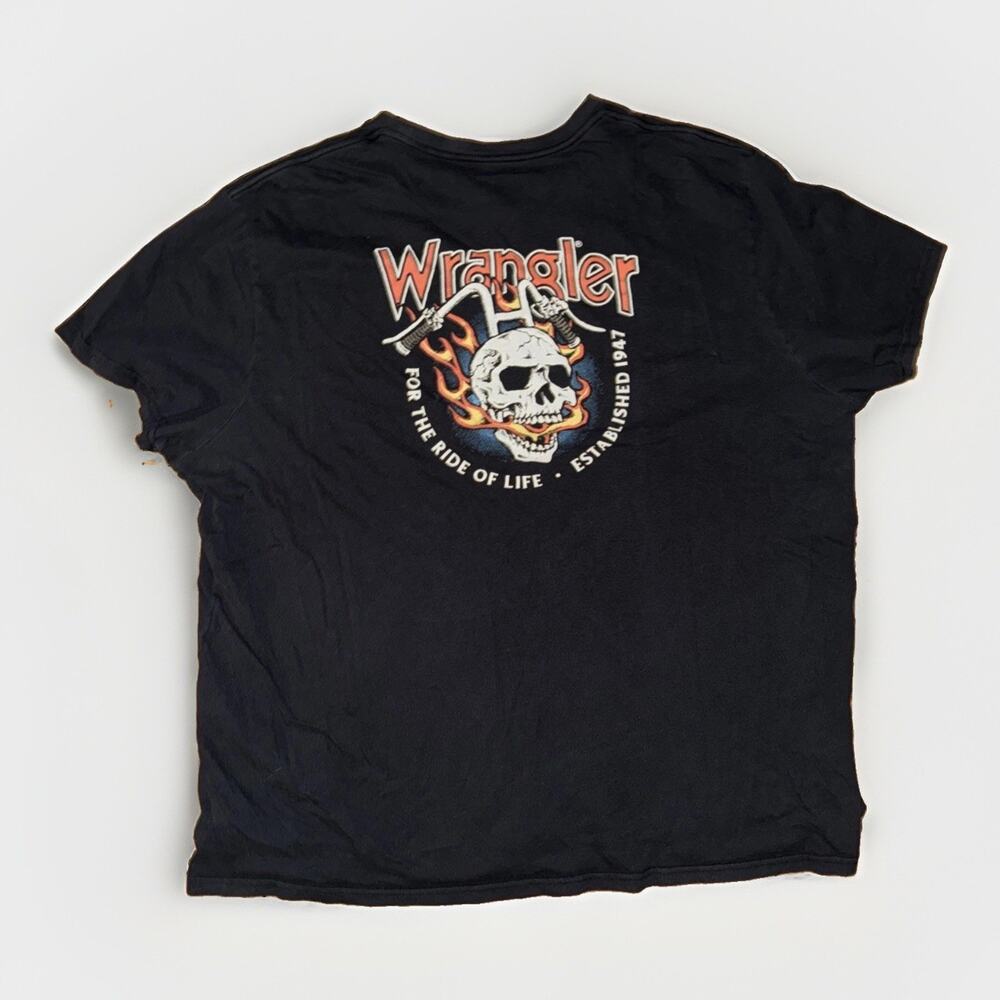 Wrangler Biker Graphic T-Shirt Black 3XL 28x30 Harley Choppers Western USA